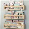 NATURE SUPPLIES Set di 3 mensole sospese in legno naturale 58 cm, ideali per libri, giocattoli e decorazioni, cameretta dei bambini sospesa a parete
