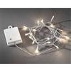 Konstsmide 3722-103 - Catena luminosa LED con interruttore e sensore, timer per 6 e 9 ore, adatta a esterni (IP44), 20 diodi a luce bianca calda, funzionamento a batteria, con cavo trasparente, scatola bianca, 4 pile AA da 1,5 V escluse