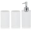 kela Set da bagno 3 pezzi LIS, bicchiere, portaspazzolino, dispenser sapone 350 ml, plastica, accessori da bagno bianchi