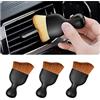 CGEAMDY 3Pc Set di Pennelli per Auto Detailing, Spazzola per Interni Auto a Setole Morbide, Set di Dettagli Automatici Professionali, Spolverare la Polvere per Auto Interni ed Esterni (Marrone Scuro)