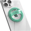 ENCASED - Support magnétique avec anneau de doigt en silicone fin pour iPhone, poignée de téléphone compatible MagSafe (Menthe Pailleté)