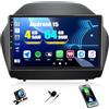 CAMECHO [4+64G 4-Core] Android 15 Carplay Autoradio per Hyundai IX35 (2010-2015), Navi Wireless Carplay, 10 Stereo 2 Din WiFi Android Auto FM/RDS Bluetooth5.0 MirrorLink +Mic+Telecamera Posteriore