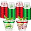 LATERN 60 Pezzi Bicchieri per Feste di Natale, 270ml Merry Christmas Bicchiere di Plastica Riutilizzabili Eleganti Tazze da Vino Cocktail con Rosso Verde Bordo per Natale Festa Vigilia Decorazione