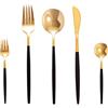 SWISON Set di posate nero e oro per 12 persone, in acciaio inox 60 pezzi con coltello forchetta cucchiaio, Design leggero