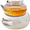AMONENZ Scalda-Teiera, Ceramica Riscaldatore Scaldateiera Fornellino, Bianco Scaldavivande, con Canfora a Canfora per L'Isolamento Termico del tè, del Latte e del Caffè