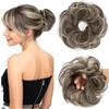 MY-LADY Chignon Finto per Capelli Veri- Cerchio Elastico Dritto Nero Naturale/Biondo - Facile Updo Naturale per Donne Ragazze 23g Riccio