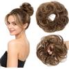 MY-LADY Chignon Finto per Capelli Veri- Cerchio Elastico Dritto Marrone Scuro/Marrone Chiaro - Facile Updo Naturale per Donne Ragazze 23g Riccio