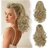 Sofeiyan Estensioni per Capelli Coda di Cavallo con Coulisse,35 cm Castano Chiaro Cenere e Biondo Chiaro Parrucca Lunga Riccioli Ondulati,Posticcio Ponytail Sintetico Naturale per Donne