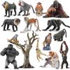 TOYMANY 15 pezzi scimmie animali e albero, set realistico di statuette di animali della giungla con gorilla, scimpanzé, giocattolo educativo, regalo di compleanno per bambini