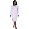 Ulla Popken Camicia da Notte dal Taglio Oversize con Pizzo, Scollo Rotondo e Maniche Lunghe Lilla Chiaro 54+ 812438808-54+