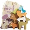 Le Toy Van Gioco educativo Animali della Foresta impilabili, per Bambini dai 18 Mesi, attività di Equilibrio, 9 Animali e Borsa, in Legno FSC, Gioco Ecologico, Senza plastica, Petilou