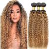 AiPliantfis Curly Wave Bundles Human Hair Capelli Veri Tessitura Human Hair Extensions Capelli Umani 1B27 Ombre Blond Double Weft Unprocessed Virgin Remy Hair for Women 3 Bündel 18 20 22 Pollici