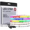 BTF-LIGHTING FCOB COB SPI RGBCCT Addressabile Striscia LED Doppio IC RGB+CCT Dream Colour Bianco Regolabile 3000K-6000K Alta Densità 5M 840LEDs/m 24V IP30 PCB Bianco per DIY Interni (Solo Striscia)