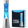 I-TOTAL® Lampada Lava Gravity Colorata - Effetto Bolle Ipnotico, Design Retrò, Cera Fluida, Luce Rilassante, Lampada Decorativa per Casa e Ufficio (Base Argentata Liquido Blu Cera Bianca)