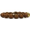 Samsara Bracciale Tibetano Buddista Shamballa con Semi di Rudraksha Naturali 8-9,5 mm Artigianale Regolabile in Cotone Cerato Marrone con Perlina in Bronzo Unisex Idea Regalo