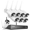 SANNCE Kit Telecamere Videosorveglianza WiFi NVR 5MP, Telecamera Sorveglianza 8CH con 8 Wireless Videocamera Esterno,Visione Notturna,Motion Detection,Allarme E-mail,IP66 Impermeabile-Senza HDD