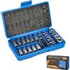 Junrvivy Set di chiavi a bussola professionali da 34 pezzi, per interni ed esterni, set di dadi Torx + punte a brugola | attacco E4-E20 | set torx T10-T60 | dadi in acciaio CrV per auto, moto e industriali