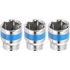 QUARKZMAN 3 Pezzi 1/2 Pollice Drive 6-Point Socket 24mm Cr-V Metric Shallow Socket Chiave Elettrica per Riparazioni Meccaniche Auto, Tonalità Argento e Blu