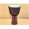 Tamburo Djembe in legno di mogano intagliato in profondità - diametro 14" x a...
