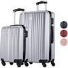 Slazenger Set di 2 valigie rigide in ABS, con ruote a 360° e serratura a combinazione, argento, 2-Teilig, Set valigia argento