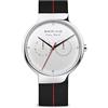 BERING 15542-404 Orologio da uomo al quarzo, orologio da polso con cassa in acciaio inox nera da 42 mm e quadrante bianco, cinturino in silicone, vetro zaffiro, 5 ATM