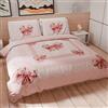 PETTI Artigiani Italiani - Set Copripiumino Matrimoniale 250x200 cm (2 Federe 50x80 cm Incluse), Parure Copripiumino Morbida Microfibra con Stampa Digitale - Made in Italy - Fiocco Rosa