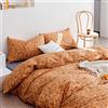 AMWAN Set copripiumino, biancheria da letto matrimoniale in stile shabby chic floreale, copripiumino bohémien con fiori ideale per ragazze e donne, 1 copripiumino con 2 federe, zucca, caramello