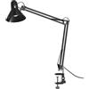 Voltix Lampada da Scrivania con Morsetto - Lampada da Tavolo Vintage E27 MAX 40W, Braccio Pieghevole e Testa Orientabile per Ufficio e Casa - Lampadina NON Inclusa (Nero)