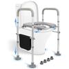 LMLJINTL Rialzo WC con Braccioli, Riduttore WC per Anziani 8-Livelli 68-85cm con Maniglie Antiscivolo, Sedia Rialzo WC Anziani Regolabile fino a 150kg