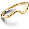 PANDORA Timeless Anello ondulato placcato in oro 14k, 60