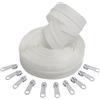 Aerzetix - C62670x5-C62793x10 - Kit di Cerniera Lampo Spirale 5m N°5 Colore: Bianco + 10 cursori N°5 Non bloccabile Colore: Bianco - in Nylon/Metallo - merceria