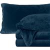 Elegant Comfort Set di lenzuola lussuosamente morbide, in flanella di velluto, 4 pezzi, di alta qualità, accogliente, caldo, antistatico, non pelucchi, con tasca profonda, colore: blu navy