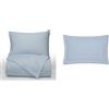 Bianca Cotton Soft PLAIN DYED BLUE PARURE COPRIPIUMINO 250X220+50X80(2) H/W + 50x80 (2) OXFORD