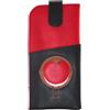 Mala Leather Bobbie Robin - Custodia per occhiali in vera pelle, con chiusura a bottone, portapenne e sacchetto per la polvere, 16 × 8 × 3 cm, Nero , Taglia unica