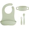 Babymoov Set primi pasti Babymoov Mini Arty: set da 4 pezzi in silicone, ciotola per bambini, 2 cucchiai per bambini, bavaglino per lo svezzamento, a partire dai 4 mesi Set regalo ideale