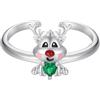 Qings Anello di Natale con Cervo e Renna Argento 925 Anello Alce Aperto Regolabile con Verde Zirconia Regali di Compleanno Xmas Animali Gioielli per Donne Ragazze Figlia