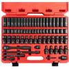 NEIKO 02471A 3/8" Standard and Deep Drive Impact Socket Set | 67 Pieces | SAE 5/16" to 3/4" | Metric 8mm to 19mm | Chrome Vanadium Steel | Quick Release Ratchet Handle | Extension Bars and Adapters