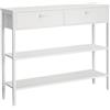 HOOBRO Consolle Ingresso, Tavolo con 2 Cassetti e Ripiani Portaoggetti, 100 x 24 x 80 cm Tavolo da Divano, per Corridoio, Entrata e Soggiorno, Struttura Stabile, Bianco EWW32XG01