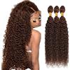 AiPliantfis Curly Wave Bundles Human Hair Capelli Veri Tessitura Human Hair Extensions Capelli Umani #4 Brown 50g/PC 150G Double Weft Unprocessed Virgin for Women 3 Bündel 20 22 24 Pollici