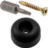 AERZETIX - Kit di 4 piedini per mobili Ø17.5x9.5mm in gomma + 4 viti per legno a testa svasata Ø3x20mm + 1 punta a stella per avvitatore 1/4 T10 | per scaffale cassettiera divano