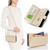 SailorTech Custodia per iPhone 16 Pro con Porta Carte per Donna, per iPhone 16 Pro Custodia Portafoglio a Tracolla con Slot per Carte di Credito Custodia Flip con Cerniera Antiurto per Uomo-Beige