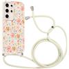 Coalbooliy Custodia con Cordino per Samsung Galaxy S23 Ultra 5G 6,8 Cover Aesthetic Fiore Bianco con Laccio Collana Morbido TPU Bumper Silicone Protezione della fotocamera Case Cellulare, 06