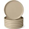 Amazon Basics Piatti da Insalata in Gres Smaltato, Set di 6 Pezzi, Adatti al Microonde e alla Lavastoviglie, 21cm, Grigio Lino