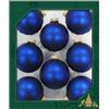 Dekohelden24 LAUSCHAER - Set di 8 palline in raso opaco blu reale, 6,7 cm, con corona dorata + 50 ganci rapidi in oro