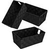 homyfort Cestini portaoggetti in tessuto, resistenti, con manici integrati, per camera da letto, ufficio, armadio, camera dei bambini, asilo, confezione da 3, nero, 29 x 16,5 x 11,4 cm
