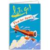Afie 69-8154 - Biglietto di auguri per la tua partenza in pensione o trasloco Let's go aereo vacanze in viaggio verso nuove avventure, con busta bianca, 12 x 17,5 cm, creazione di qualità francese
