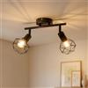 Gr4tec Faretti LED da Soffitto Orientabili 2 Luci, Faretto LED Interno E14, Binario Faretti Soffitto Nero, Lampada da Parete Vintage Industriale per Corridoio Cucina Camera da Letto, Senza Lampadine
