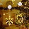 Qedertek Illuminazione natalizia per interni, 2 pezzi, 10 LED, luce bianca calda, alimentata a batteria con ventose, timer, catena luminosa per Natale, feste, matrimoni (fiocco di neve e alci)