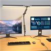 Lustaled Lampada da Scrivania LED Doppia Testa con Pinza 20W Dimmerabile | 3 Colore & 10 Luminosità, Rotación 360°, 2000LM Potente, Nera Luce Scrivania Monitor con Filo per Ufficio, Lettura, Studio