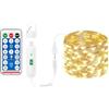Bigzom Catena di luci ricaricabile a batteria, 10 m, 100 LED, catena luminosa con telecomando, 8 modalità, timer, interfaccia di ricarica USB, catena luminosa per interni ed esterni, decorazione per